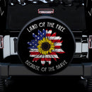 Land Of The Free America Sunflower Flag Jeep Car Spare Tire Cover Gift For Campers Nearkii