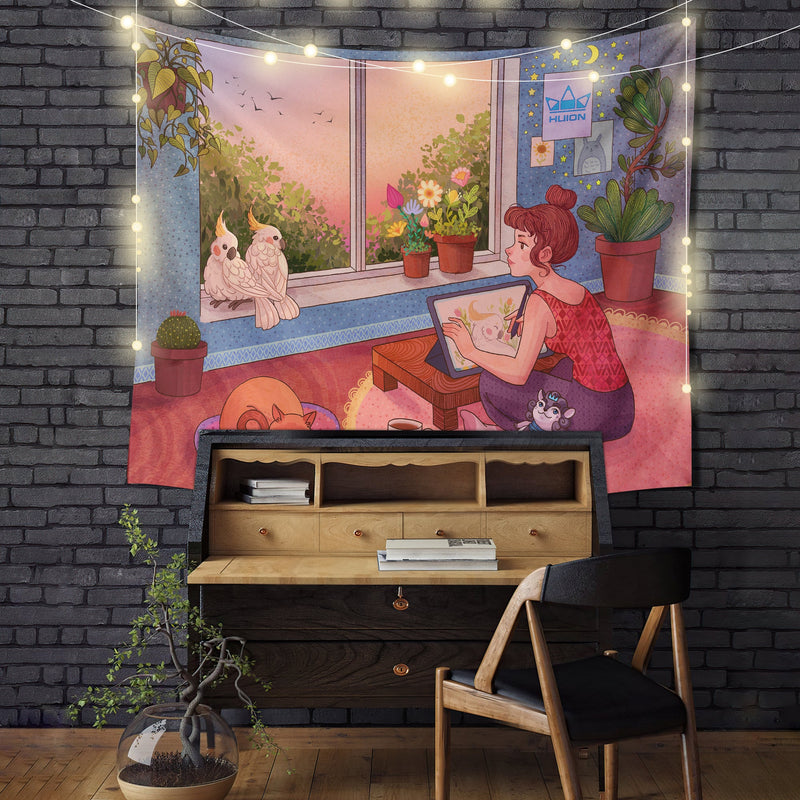 Lofi Girl Drawing Tapestry Room Decor Nearkii