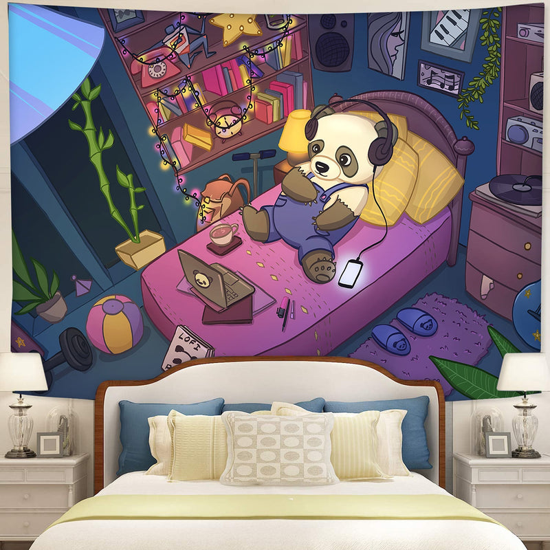 Lofi Panda Chill Tapestry Room Decor Nearkii