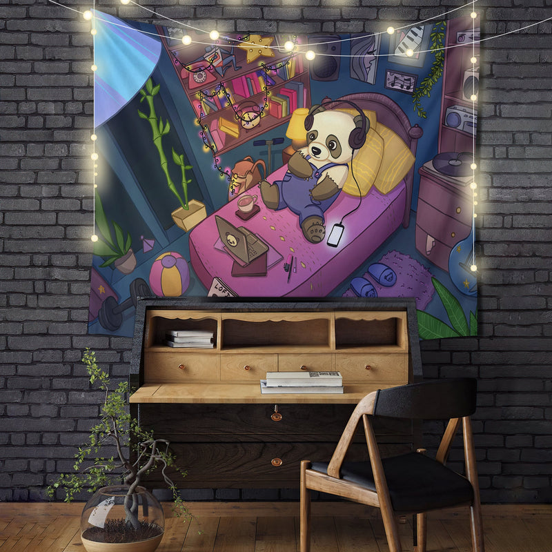 Lofi Panda Chill Tapestry Room Decor Nearkii