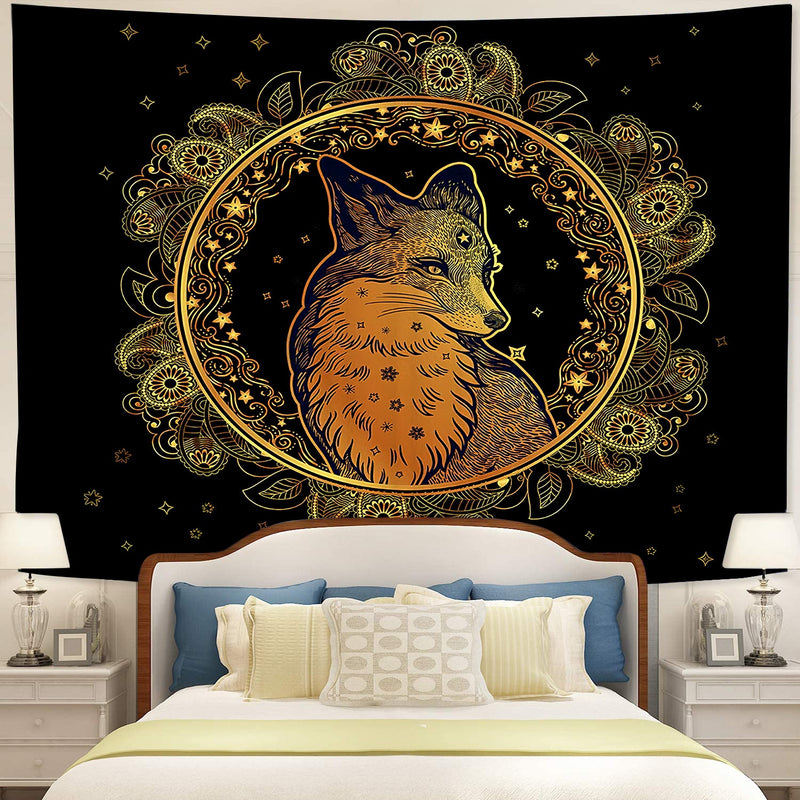 Mandala Fox Tapestry Room Decor Nearkii