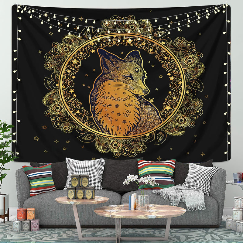 Mandala Fox Tapestry Room Decor Nearkii