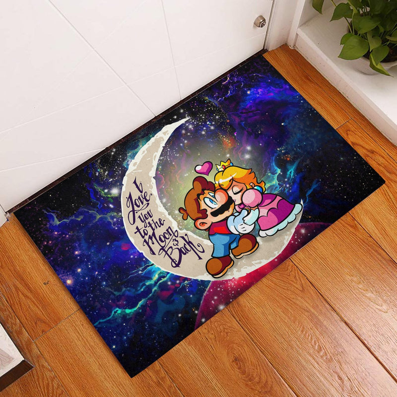 Mario Couple Love You To The Moon Galaxy Back Doormat Home Decor Nearkii