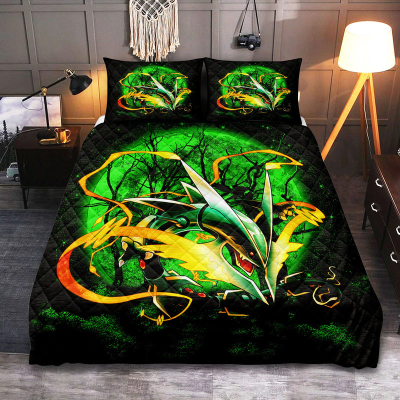 Mega X Rayquaza Pokemon Moonlight Quilt Bed Sets Nearkii