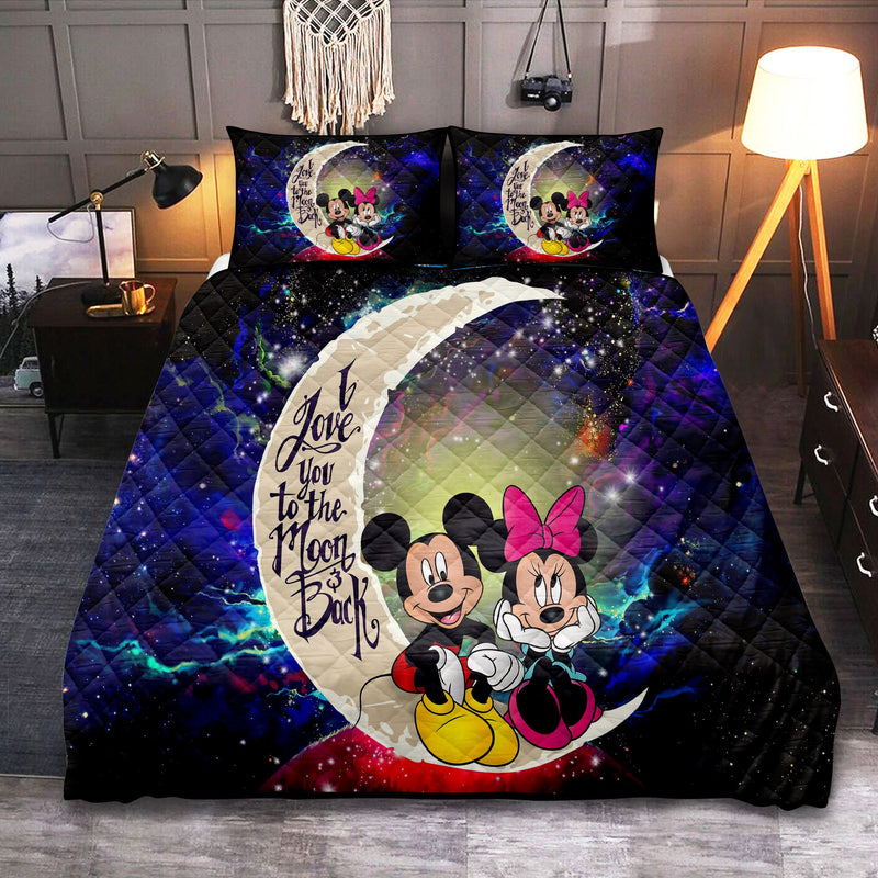 Mouse Couple Love You To The Moon Galaxy Quilt Bed Sets Nearkii