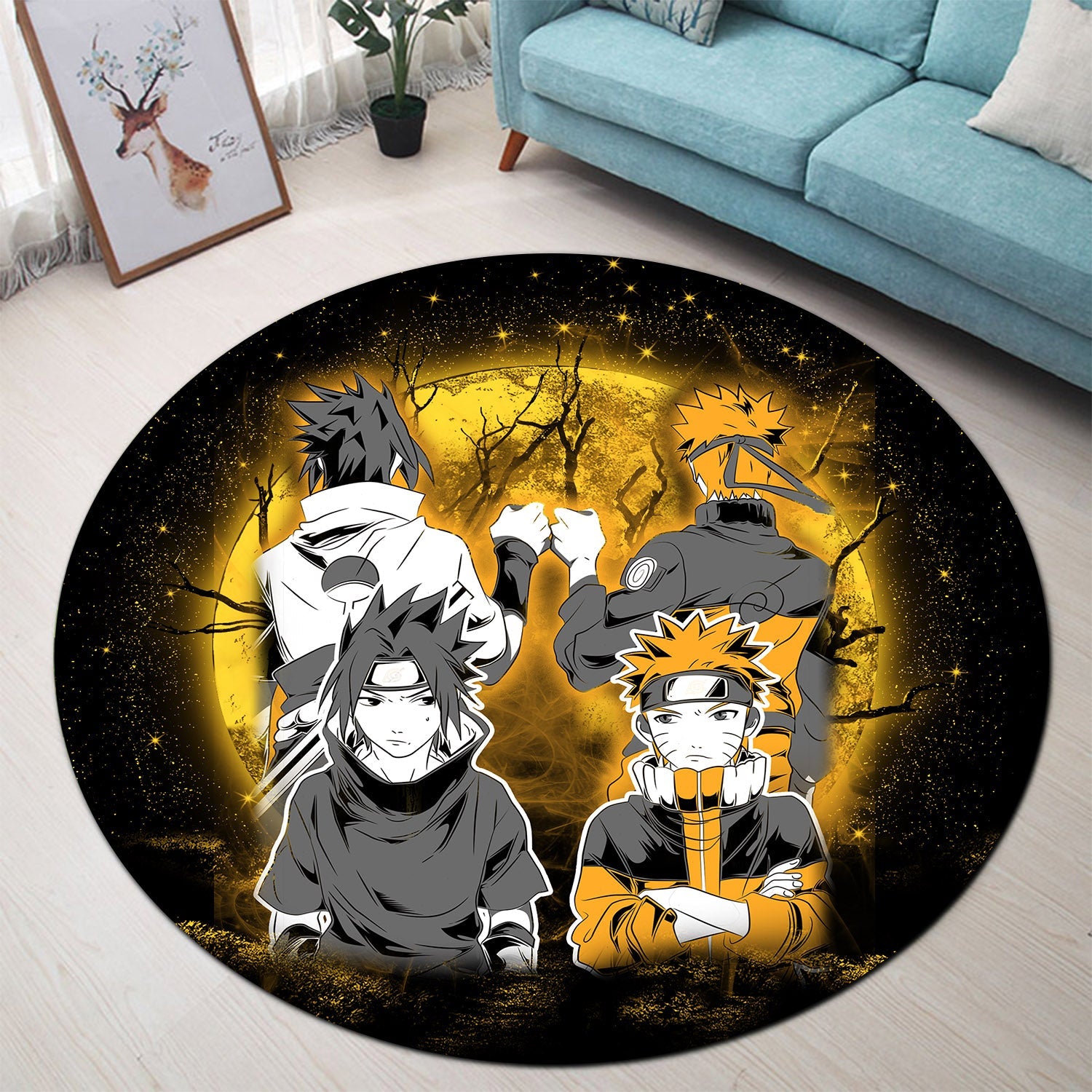 Yasuke Rug Naruto Sasuke Friends Moonlight Round Rug