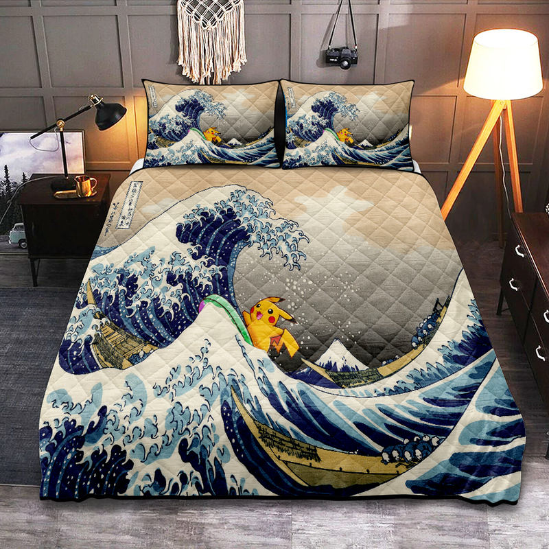 Pikachu Pokemon Surf Pokemon The Great Wave Quilt Bed Sets