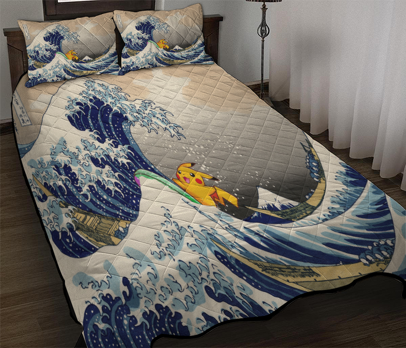 Pikachu Pokemon Surf Pokemon The Great Wave Quilt Bed Sets