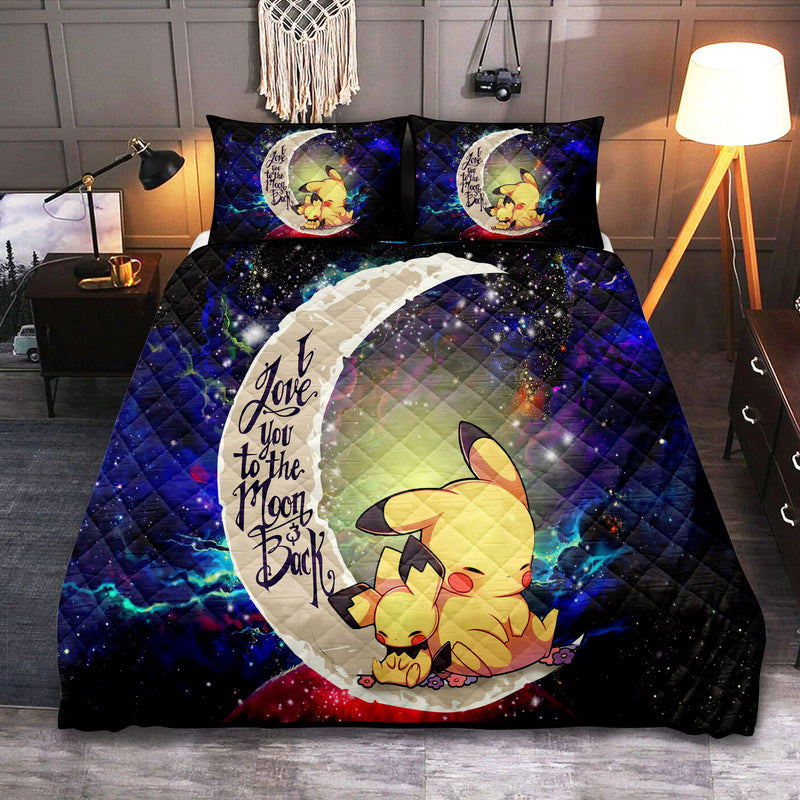 Pikachu Pokemon Sleep Love You To The Moon Galaxy Quilt Bed Sets Nearkii