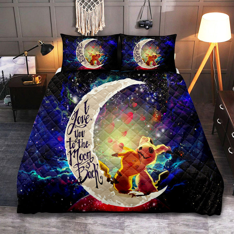 Pikachu Horro 2 Love You To The Moon Galaxy Quilt Bed Sets Nearkii