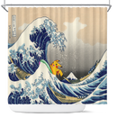 Pikachu The Great Wave Japan Pokemon Shower Curtain