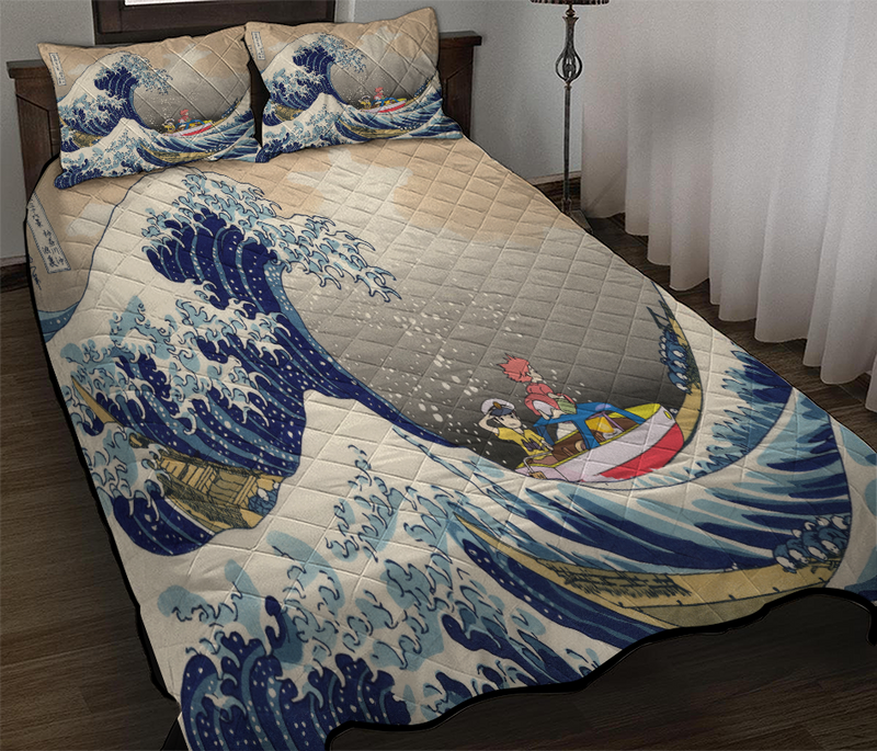 Ponyo On The Cliff By The Sea The Great Wave Quilt Bed Sets