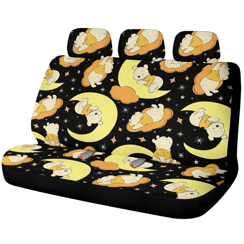 Pooh With Moon Yellow Car Back Seat Covers Decor Protectors Nearkii