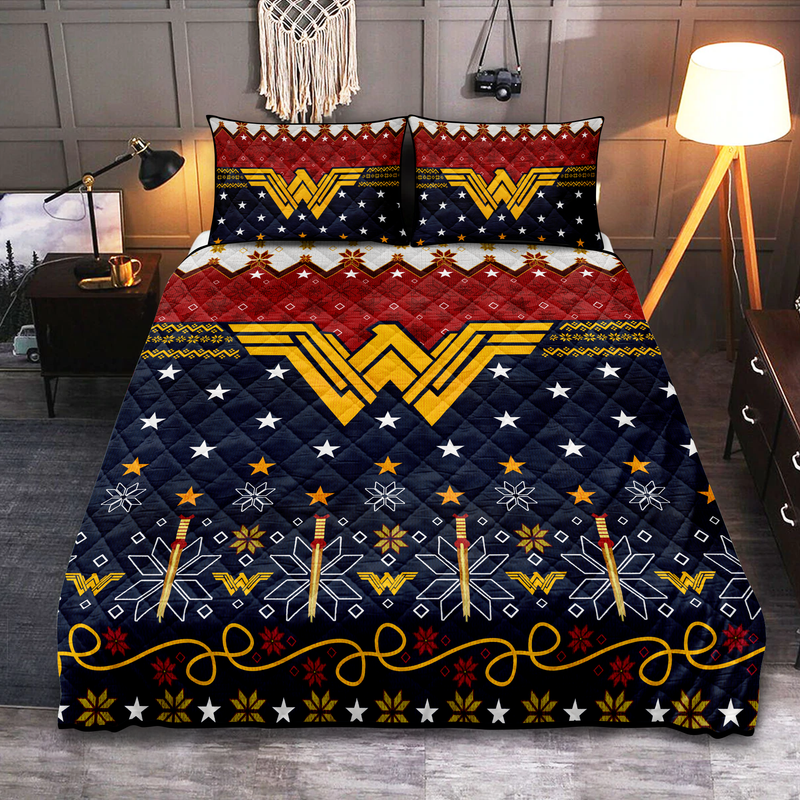 Premium Wonder Woman Christmas Red Quilt Bed Sets Nearkii