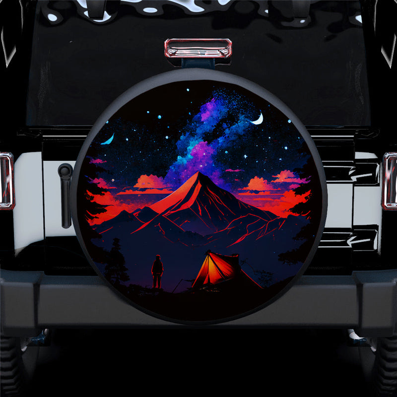 Night Sky Full Of Star Men And Mountains Jeep Car Spare Tire Cover