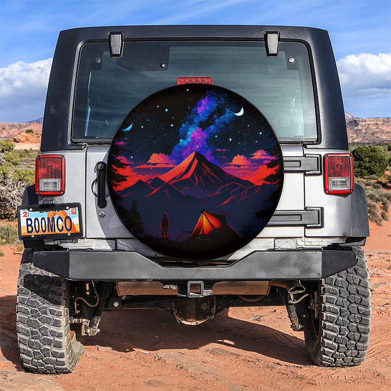 Night Sky Full Of Star Men And Mountains Jeep Car Spare Tire Cover