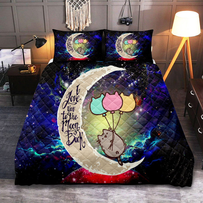 Pusheen Cat Love You To The Moon Galaxy Quilt Bed Sets Nearkii