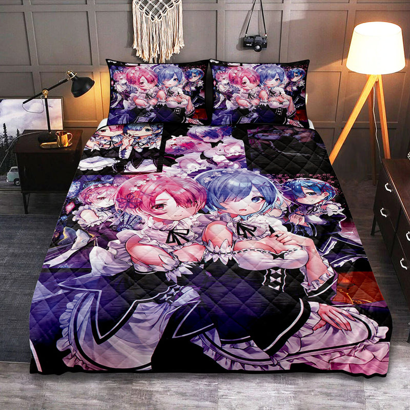 Ram And Rem Anime Girl Re Zero Quilt Bed Sets Nearkii