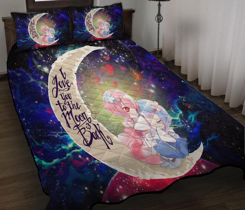 Ram And Rem Rezero Love You To The Moon Galaxy Quilt Bed Sets Nearkii