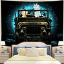 Rick And Morty Moonlight Halloween Jeep Funny Tapestry Room Decor Nearkii