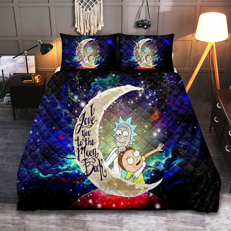 Rick And Morty Cute Love You To The Moon Galaxy Quilt Bed Sets Nearkii