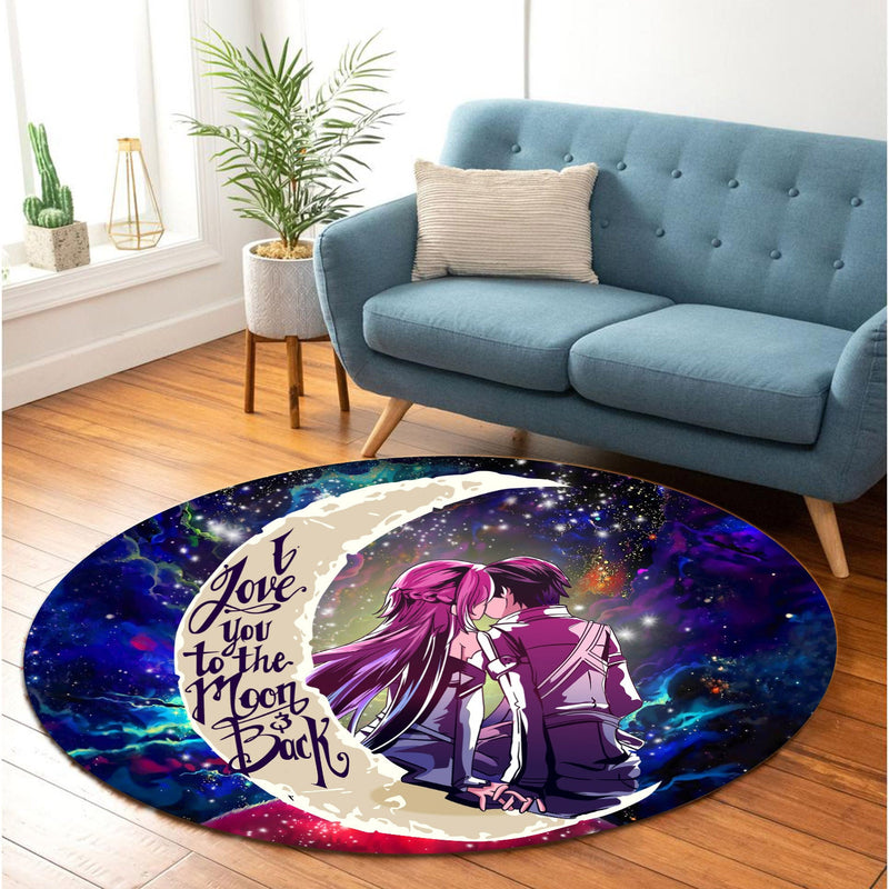 SAO Sword Art Online Asuna Kirito Love You To The Moon Galaxy Round Carpet Rug Bedroom Livingroom Home Decor Nearkii
