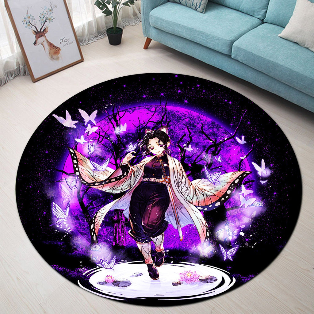 Demon Slayer Custom Rug Shinobu Demon Slayer Moonlight Round Rug