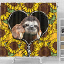 Sloth Cute Sunflower Zipper Shower Curtain