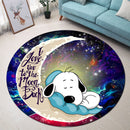 Snoopy Dog Sleep Love You To The Moon Galaxy Round Carpet Rug Bedroom Livingroom Home Decor Nearkii