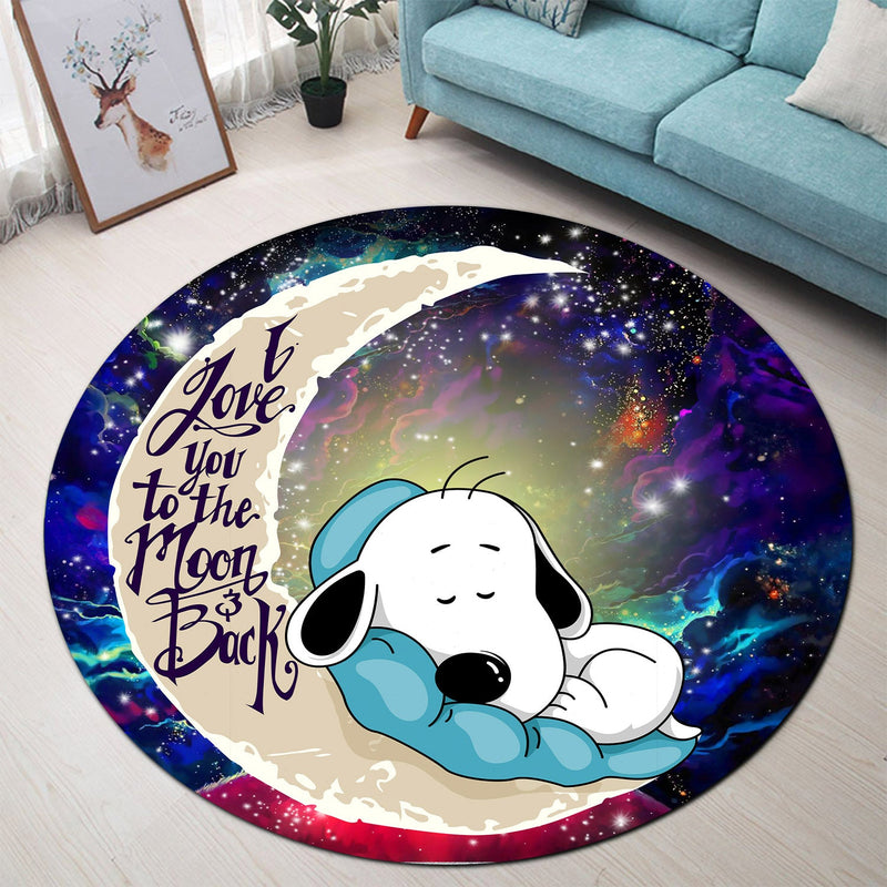 Snoopy Dog Sleep Love You To The Moon Galaxy Round Carpet Rug Bedroom Livingroom Home Decor Nearkii