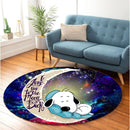 Snoopy Dog Sleep Love You To The Moon Galaxy Round Carpet Rug Bedroom Livingroom Home Decor Nearkii