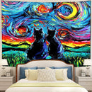 Starry Night Black Cats Tapestry Room Decor Nearkii