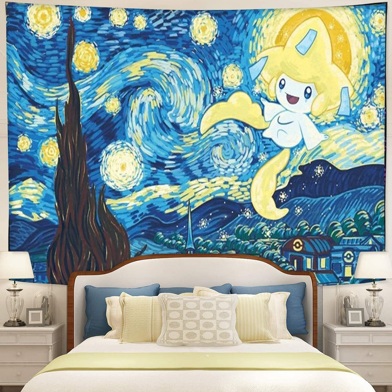 Starry Night Jirachi Pokemon Tapestry Room Decor Nearkii
