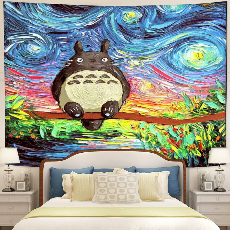 Starry Night Totoro Tapestry Room Decor Nearkii