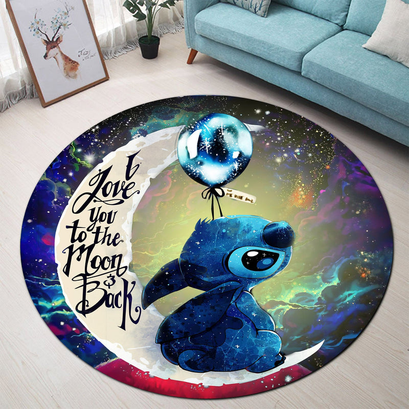 Stitch Love You To The Moon Galaxy Round Carpet Rug Bedroom Livingroom Home Decor Nearkii