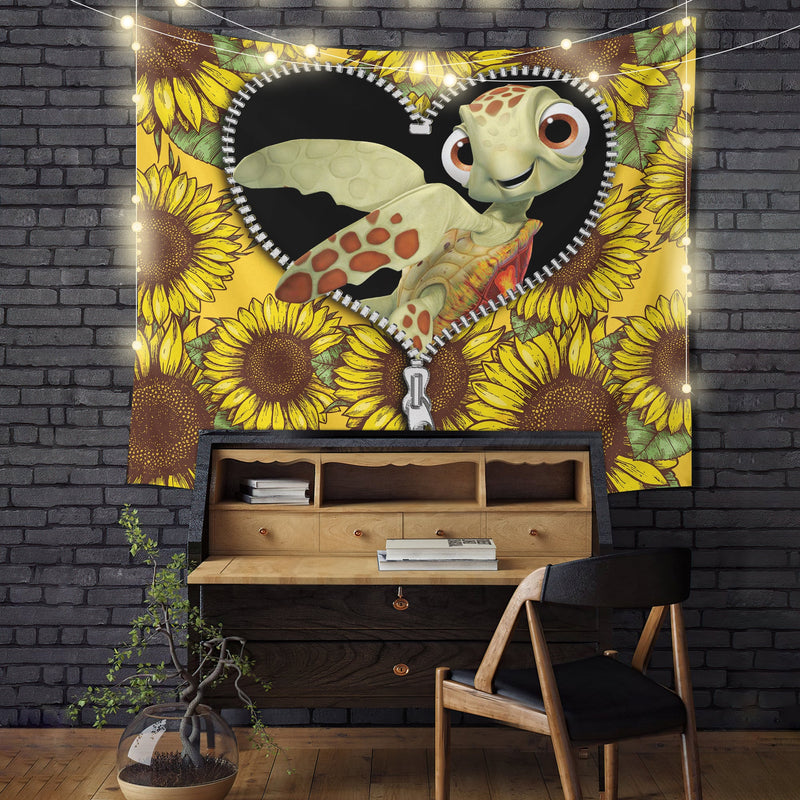 Turtle Sunflower Zipper Tapestry Room Decor Nearkii