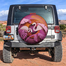 Two Flamingos In Tropical Leaves Paper Cut Style Car Spare Tire Covers Gift For Campers Nearkii