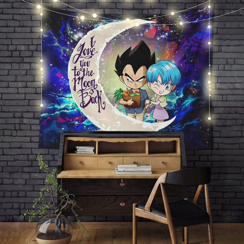 Vegeta And Bulma Dragon Ball Love You To The Moon Galaxy Tapestry Room Decor Nearkii