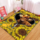 Yak Animal Sunflower Zipper Rug Carpet Rug Home Room Decor Nearkii