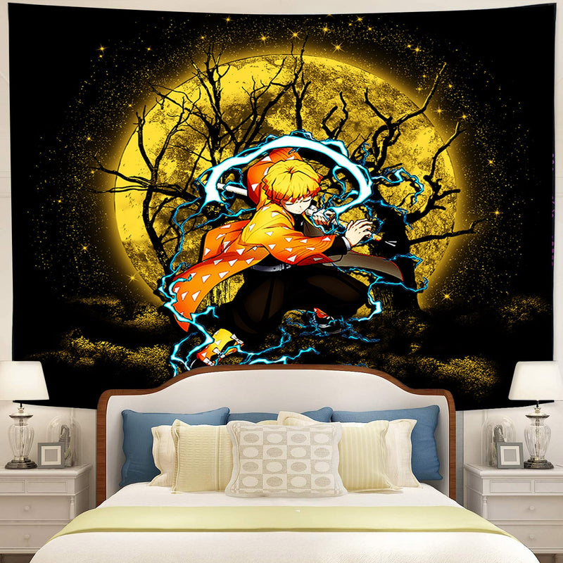 Zenitsu Demon Slayer Moonlight Tapestry Room Decor Nearkii