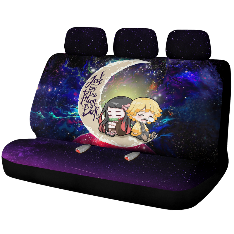 Zenitsu And Nezuko Chibi Demon Slayer Love You To The Moon Galaxy Premium Custom Car Back Seat Covers Decor Protectors Nearkii