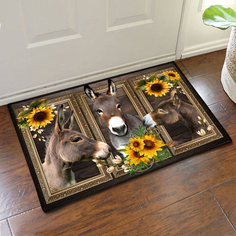 Donkey Lovely Sunflowers Doormat Home Decor Nearkii