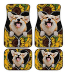 Cute Sunflower Corgi Car Floor Mats Custom Car Accessories Car Accessories For Corgi Onwers Nearkii