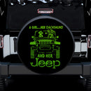 A Girl Her Dachshund And Her Jeep Green Car Spare Tire Cover