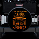 A Girl Her Dachshund And Her Jeep Orange Car Spare Tire Cover
