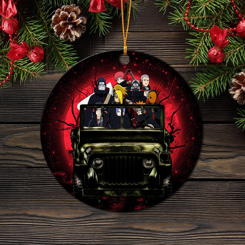 Akatsuki Team Ride Jeep Funny Naruto Anime Moonlight Halloween Mica Circle Ornament Perfect Gift For Holiday Nearkii