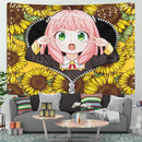 Anya Cute Spy X Family Sunflower Zipper Tapestry Room Decor Nearkii