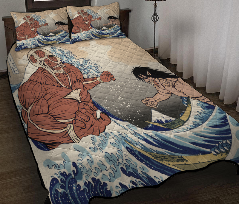 Attack On Titans Anime The Great Wave Quilt Bed Sets