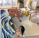 Attack On Titans The Great Wave Japan Anime Rectangular Area Rug
