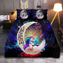 Beauty Unicorn Love You To The Moon Galaxy Quilt Bed Sets Nearkii